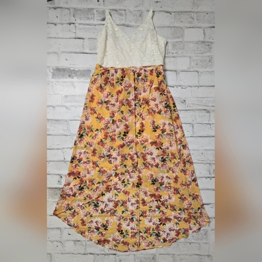 Suzy Shier White Lace & Orange Floral High Low Maxi Dress XL - Picture 6 of 15
